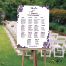 Load image into Gallery viewer, Wedding Seating Chart Board Elegant Purple LACE Printable - Printed Seating Chart Guest List Chart Seating Chart Template any color SCW0003
