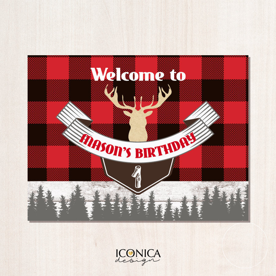 Lumberjack First Birthday Backdrop, Buffalo Plaid, Lumberjack Backdrop, Lumberjack First Birthday, 1st Birthday, Printed