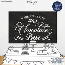Load image into Gallery viewer, Hot Chocolate Bar Banner, Holiday Party Backdrop, Winter Party Chalkboard Background, Christmas Party, Printed BHO0018
