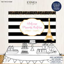 Load image into Gallery viewer, Virtual Baby Shower Frecnh Baby Shower Party Backdrop, Made in Paris, Hot Air Balloon Baby Shower Banner, Any Wording, French Party, BBS0037
