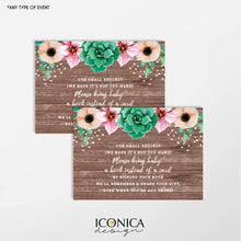 Load image into Gallery viewer, Floral Rustic Diaper Raffle Cards 3.5x2.5&quot;, Floral Baby Shower, Succulents,Woodland Party
