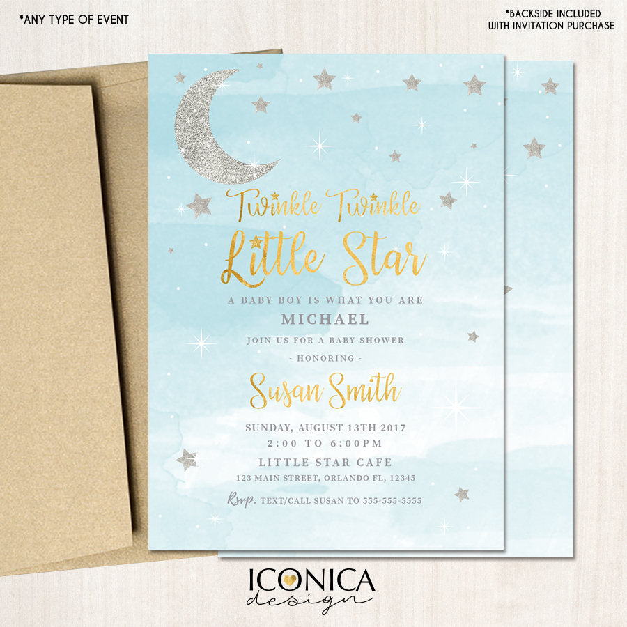 Twinkle Diaper Raffle Cards 3.5x2.5" Bring a Pack of Diapers Cards, Little Star Baby Shower, Non Personalized, Printed Cards - Free Shipping