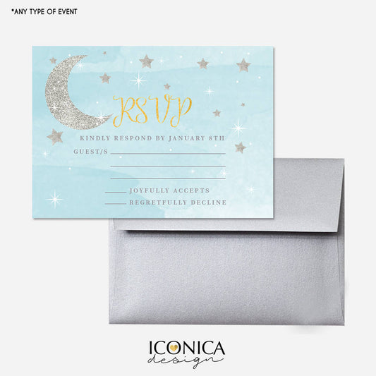 Twinkle Baby Shower Collection, RSVP cards, Little Star RSVP cards 3.5x5" Insert Cards, Personalized With Any Info, Any Event
