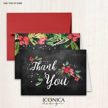 Load image into Gallery viewer, Holiday Thank You Cards, Festive Cards, Chalky cards //set Of 10// A2 Folded / A2 Envelopes Included, NonPersonalized, Printed Cards TCF0004
