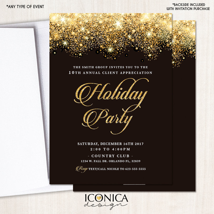 Black and Gold Sparkling Thank You Cards,set Of 10 A2 Folded, White Or Cream A2 Envelopes Included, Printed Cards