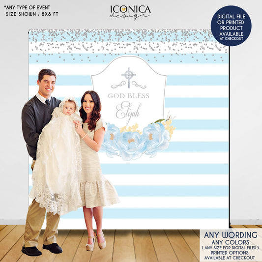 Baptism Backdrop, First Communion Backdrop, Personalize, Christening Backdrop, baptism backdrop, boy first communion, BAR0002