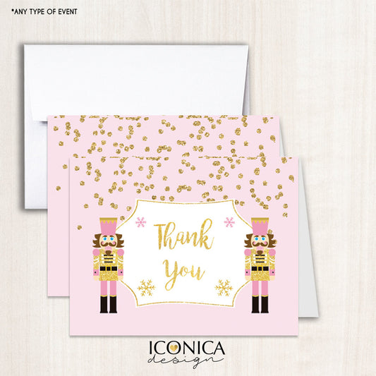 Christmas Thank You Cards, Nutcracker Cards/set Of 10/A2 Folded/White Or Cream A2 Envelopes Included/Non Personalized-Printed Cards TCF0005