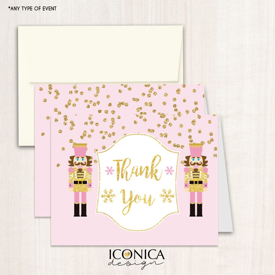Christmas Thank You Cards, Nutcracker Cards/set Of 10/A2 Folded/White Or Cream A2 Envelopes Included/Non Personalized-Printed Cards TCF0005