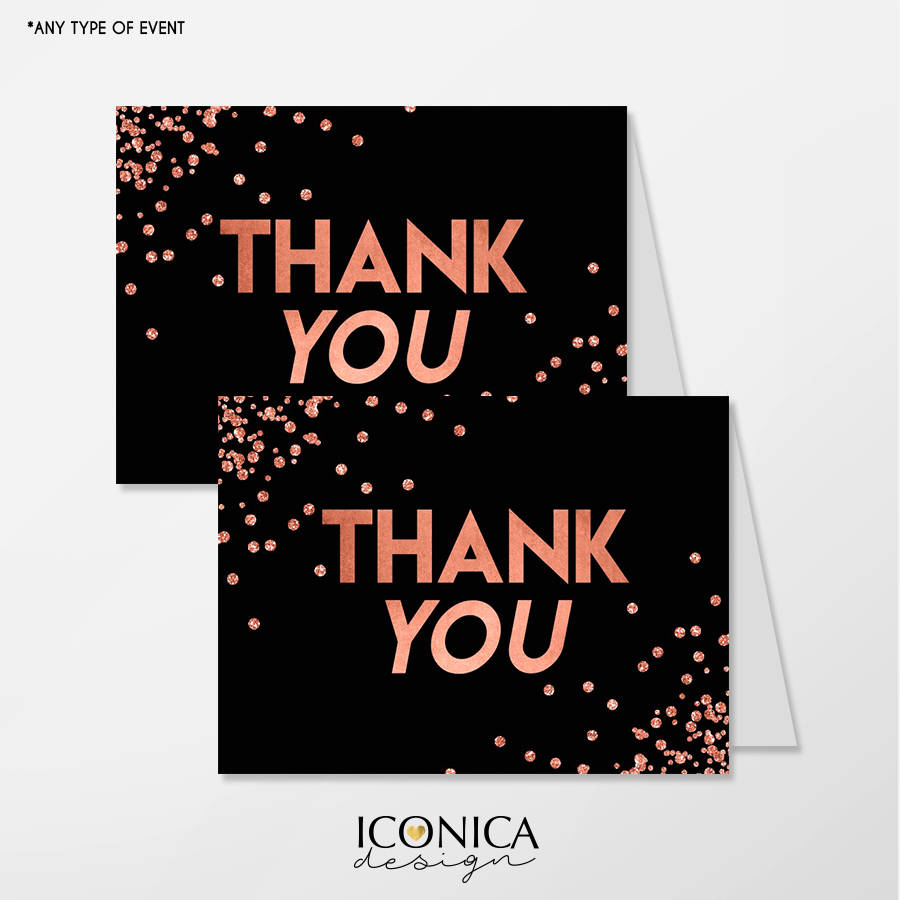 Black and Rose Gold Confetti Collection RSVP cards 3.5x5" Insert Cards, Personalized With Any Info, Any Event