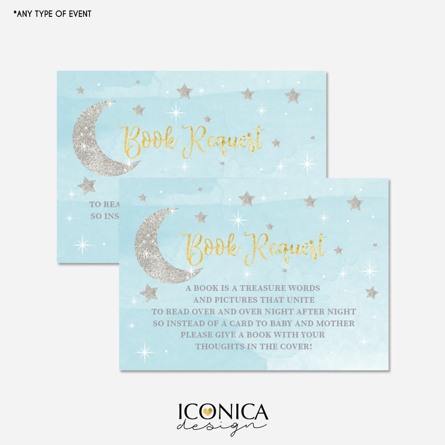 Twinkle Book Request Cards 3.5x2.5" Stock The Library Cards - Little Star Baby Shower - Non Personalized - Printed Cards - Free Shipping