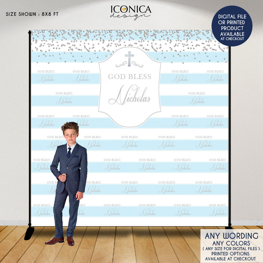 BAPTISM Photo Booth Backdrop, Custom Step And Repeat Backdrop,Religious Banner,Printed , Any color,Free Shipping BFC0009