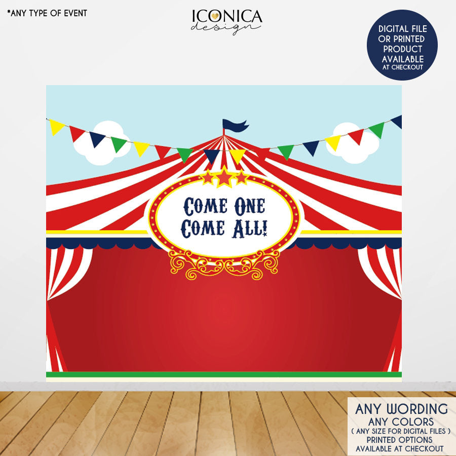 Circus Party Backdrop,First Birthday Carnival Party Backdrop,Carousel Backdrop,Any Age, Printed Bbd0021
