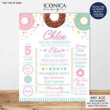 Load image into Gallery viewer, Donut Party Sign, Sprinkles Party Milestone Poster, Donut Grow up, Ice cream Party, Girls Milestones Poster
