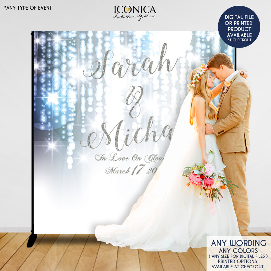 Wedding Photo Booth Backdrop, Silver Bohek Backdrop, Faux Silver Glitter, Wedding Decor, Silver Sparkles - Printed Or Printable File Bwd0001