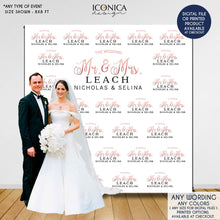 Load image into Gallery viewer, Wedding Backdrop - Rose Gold And Black - Step And Repeat Backdrop- Photo Booth Banner - Red Carpet Printed BWD0006

