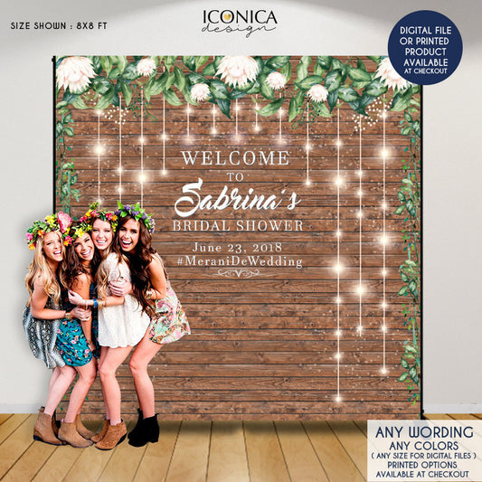Rustic bridal shower backdrop, Engagement party backdrop, wedding photo backdrop, Printed BWD0019