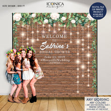 Load image into Gallery viewer, Rustic bridal shower backdrop, Engagement party backdrop, wedding photo backdrop, Printed BWD0019

