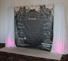 Load image into Gallery viewer, Graduation Party Photo Booth Backdrop, Virtual Graduation, Floral Step and Repeat, Congrats Grad, Banner Printed BGR0035
