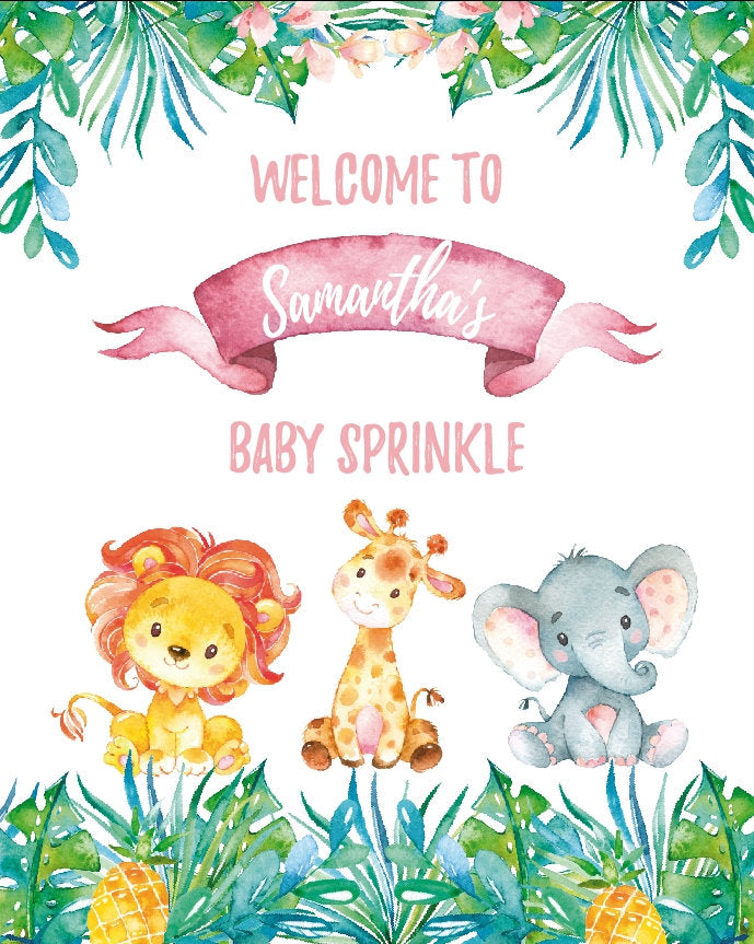 Safari Baby Shower Welcome Sign , Jungle Safari Welcome Sign, Girl Safari Welcome Sign, Printed