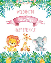 Load image into Gallery viewer, Safari Baby Shower Welcome Sign , Jungle Safari Welcome Sign, Girl Safari Welcome Sign, Printed
