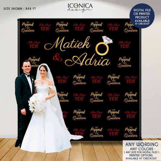 Engagement Party Photo Booth Backdrop, She said YES, Custom Step And Repeat Backdrop, Wedding Backdrop, Printed BEN0001