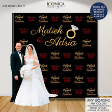 Load image into Gallery viewer, Engagement Party Photo Booth Backdrop, She said YES, Custom Step And Repeat Backdrop, Wedding Backdrop, Printed BEN0001
