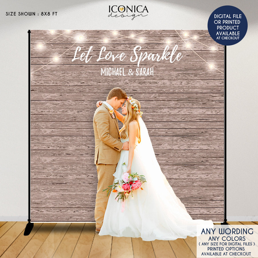 Wedding Photo Booth Backdrop, Custom Step And Repeat Backdrop, Rustic Wedding Backdrop, Wooden Backdrop, Printed BWD0009