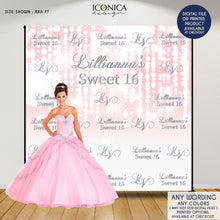 Load image into Gallery viewer, Sweet Sixteen Photo Booth Backdrop, Princess Backdrop, Pink Bokeh Custom Step and Repeat banner,any age-wording, Printed BSS0002
