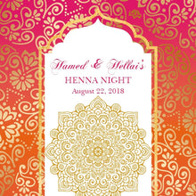 Load image into Gallery viewer, Moroccan Backdrop, Henna Party, Muslim wedding, Hindu wedding, bridal party, Pink Orange Party Decor, Printed Or Printable File BBR0029
