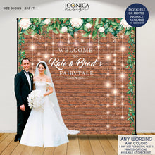 Load image into Gallery viewer, Rustic wedding backdrop, Engagement party Personalized backdrop, Rustic wedding backdrops, photo backdrop BWD0015
