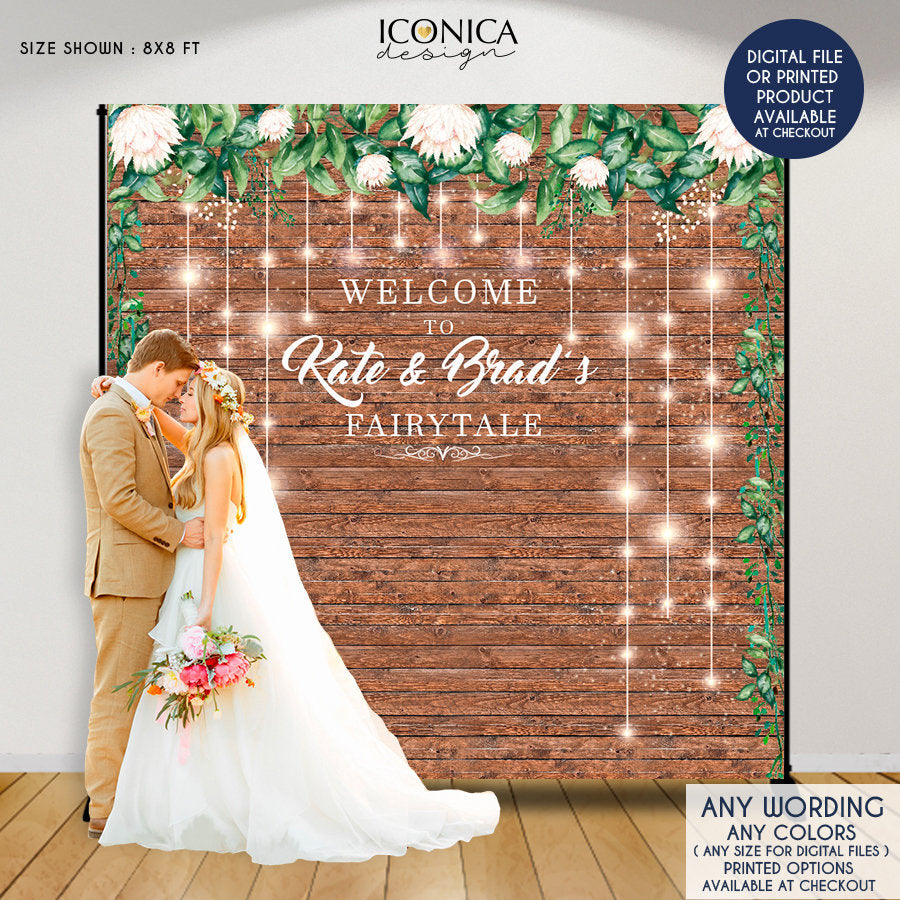 Rustic Wedding Backdrop, Floral Backdrop, Step And Repeat Backdrop Engagement Party, Wedding Decor, Printed BWD0015