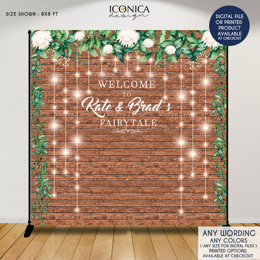 Rustic Wedding Backdrop, Floral Backdrop, Step And Repeat Backdrop Engagement Party, Wedding Decor, Printed BWD0015