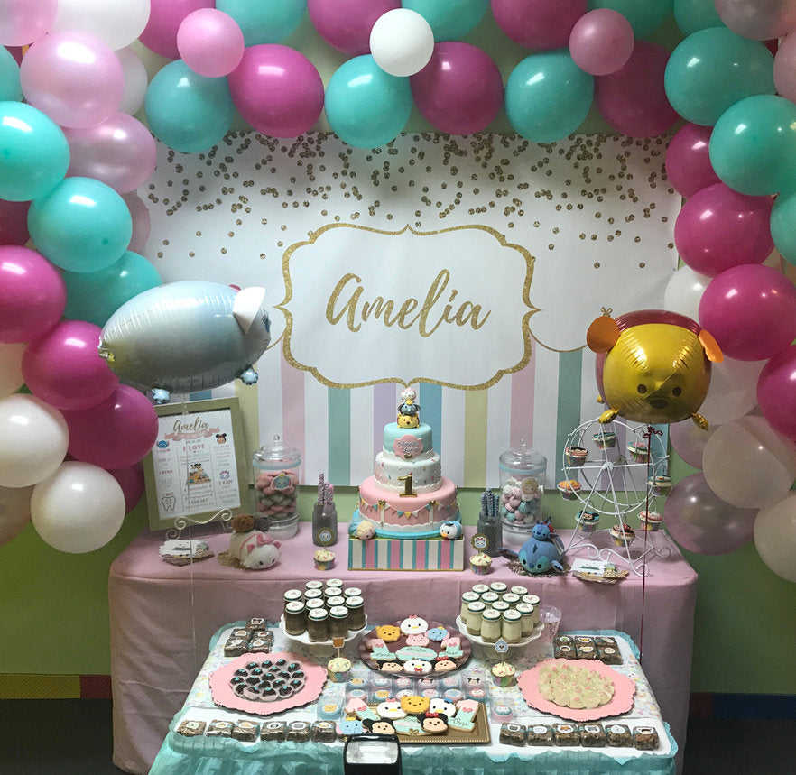Virtual Baby Shower Girl First Birthday Party Backdrop,Any Wording Girls Baby Shower Banner Circus Banner Pastel Colors Printed