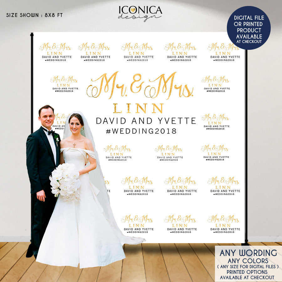 Wedding Photo Booth Backdrop, Custom Step And Repeat Backdrop, Engagement Party Decor, Personalized Wedding Decor,  Bwd0003