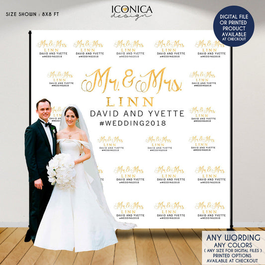 Wedding Photo Booth Backdrop, Custom Step And Repeat Backdrop, Engagement Party Decor, Personalized Wedding Decor,  Bwd0003
