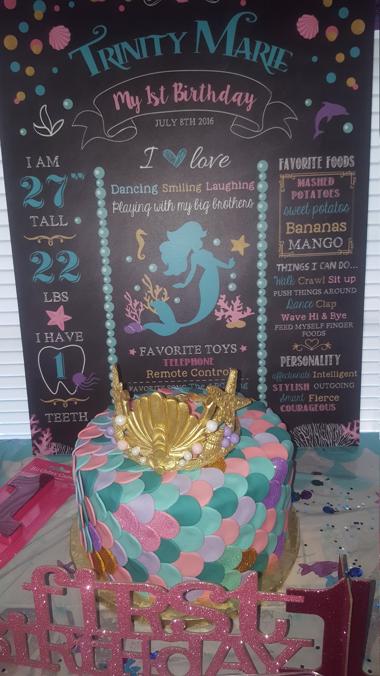 Mermaid Chalkboard Sign First Birthday Or Any Age, Under The Sea Party Chalkboard Poster, 1st Birthday, Digital Or Printed Sign CBD0044