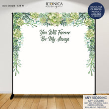 Load image into Gallery viewer, Greenery Wedding Backdrop, Succulents backdrop, Fabric Backdrop,Engagement party Personalized backdrop, photo backdrop BWD0030
