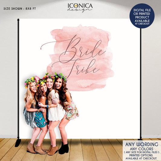 Bridal Shower Backdrop, Bride Tribe Decor, Rosé All Day Party, Rose Watercolor Photo Backdrop, Printed BBR0027