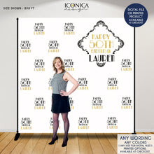 Load image into Gallery viewer, Birthday Backdrop, 50th Birthday Custom Step And Repeat Backdrops, Milestone Birthday Backdrop, Personalized birthday, 50th Birthday party, Printed BBD0123
