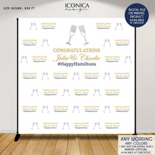Load image into Gallery viewer, Wedding Backdrop,Custom Step And Repeat Backdrop,Engagement Party Banner,Wedding Backdrop,Silver Glitter,Printed BWD0033
