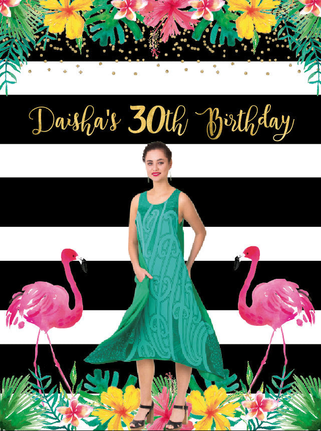 Flamingo Party Backdrop - Tropical Luau Backdrop Summer Parties - Let's Flamingle - Tiki Party Pool Party Printed Or Printable File BAE0020