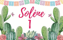 Load image into Gallery viewer, Cactus Party Backdrop, Bridal Shower Fiesta,Cactus Desert Party,Cinco de Mayo,Watercolor,Mexican Theme, Printed BBD0134
