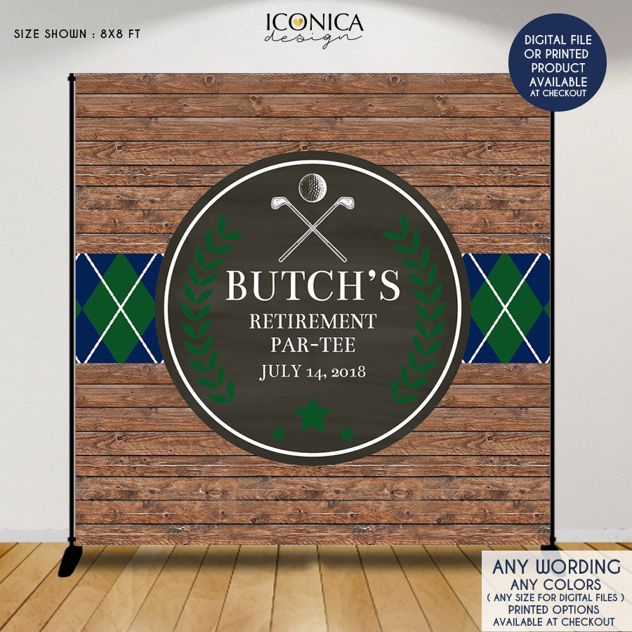 Retirement Party Backdrop, Golf Partee, Virtual Retirement, Argyle print, Golf Decoration, Rustic Party Decor, Printed Or Printable File