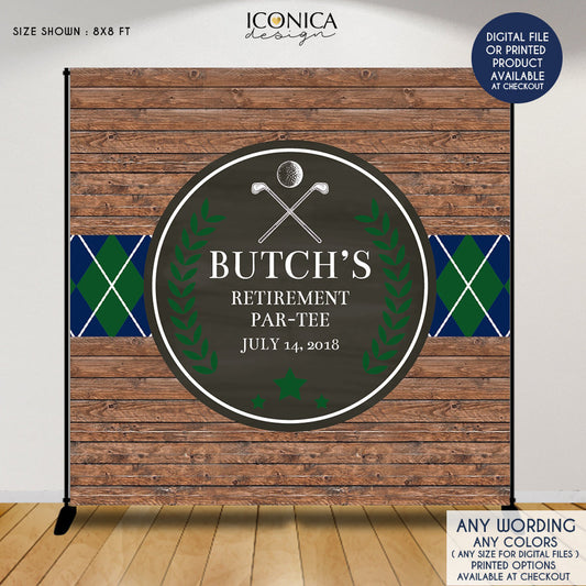 Retirement Party Backdrop, Golf Partee, Virtual Retirement, Argyle print, Golf Decoration, Rustic Party Decor, Printed Or Printable File