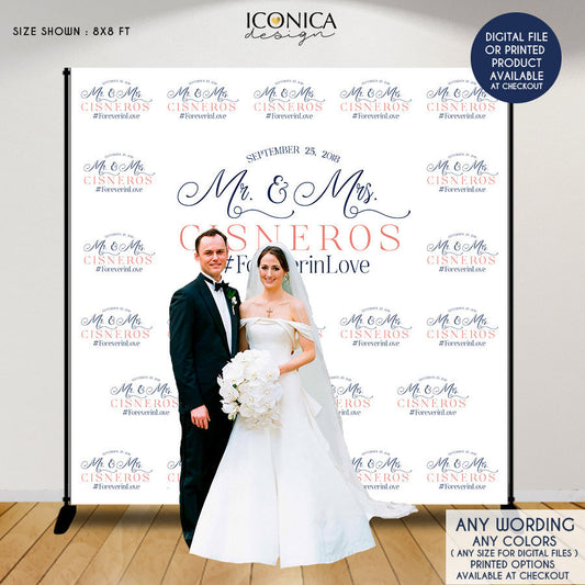 Wedding Photo Booth Backdrop, Custom Step And Repeat Backdrop, Engagement Party Backdrop Red Carpet Banner Printed Or Printable File BWD0043