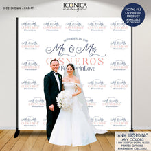 Load image into Gallery viewer, Wedding Photo Booth Backdrop, Custom Step And Repeat Backdrop, Engagement Party Backdrop Red Carpet Banner Printed Or Printable File BWD0043
