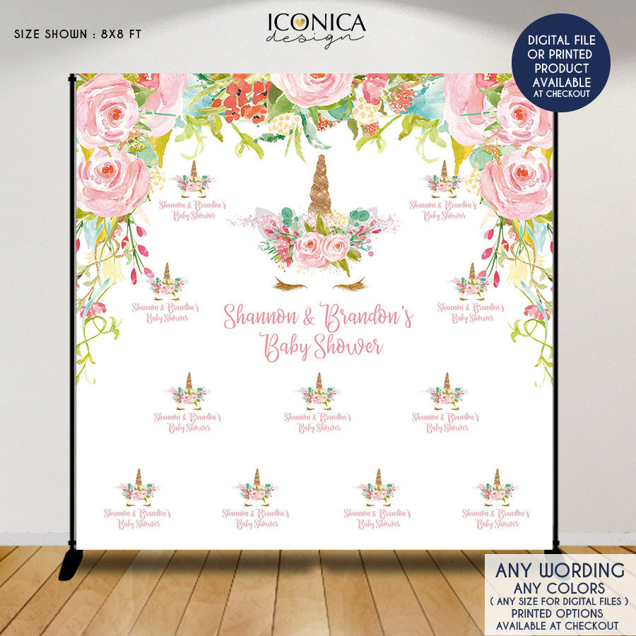 Unicorn Party Backdrop, Unicorn Party Decor, Unicorn Step and Repeat, Red Carpet Banner,Pastel Colors, Printed Or Printable BBS0057