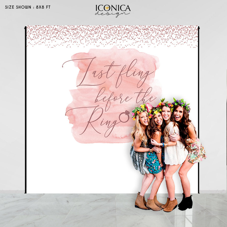 Bridal Shower Backdrop,Last Fling Before the Ring,Engagement Party Photo Backdrop,Vinyl Printed Banner,Ready to Ship RS-BBR0026