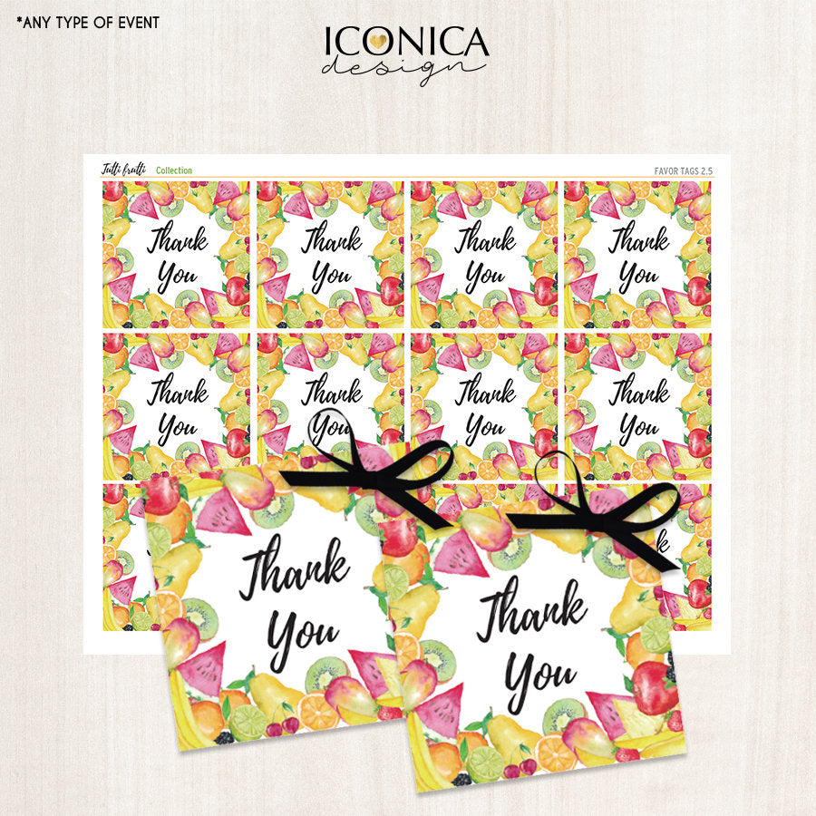 Tutti Fruity Printed Cards or Printable File, Fruit Stationery Thank You Cards,set Of 10,A2 Folded,White A2 Envelopes Included