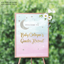 Load image into Gallery viewer, Twinkle Twinkle Welcome Sign , Gender Reveal Welcome Baby Sign, Pink or Blue Welcome Sign, Baby Shower Decor, Printed SWBS007
